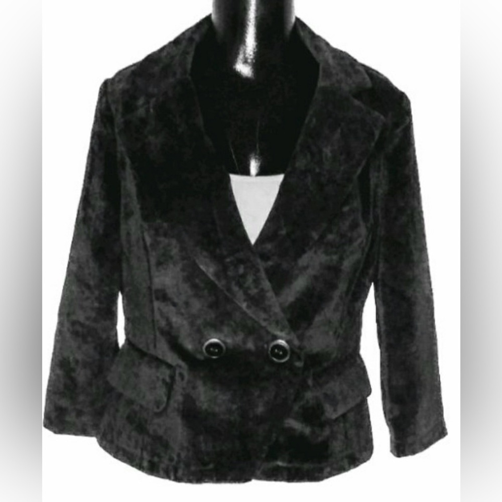 ASHLEY By 26 International velvet black double breasted blazer jacket coat SZ  S